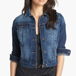Lucky Brand Pixie Classic Blue Stone Wash Cropped Trucker Denim Jean Jacket M